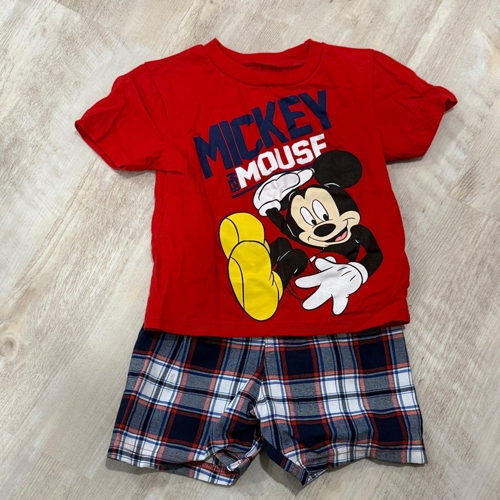 Disney Mickey Mouse Red and Navy Kids Pajama Set